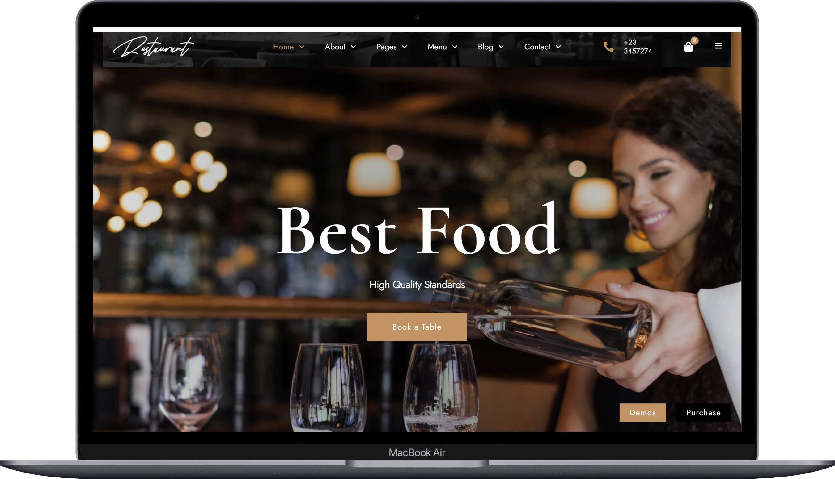 Restaurant website design example